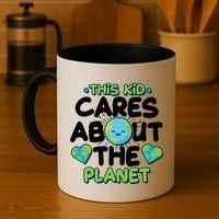 Cute This Kid Cares About The Planet Coffee Mug thumb 4