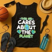 Cute This Kid Cares About The Planet Tank Top thumb 4