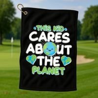 Cute This Kid Cares About The Planet Golf Towel thumb 1