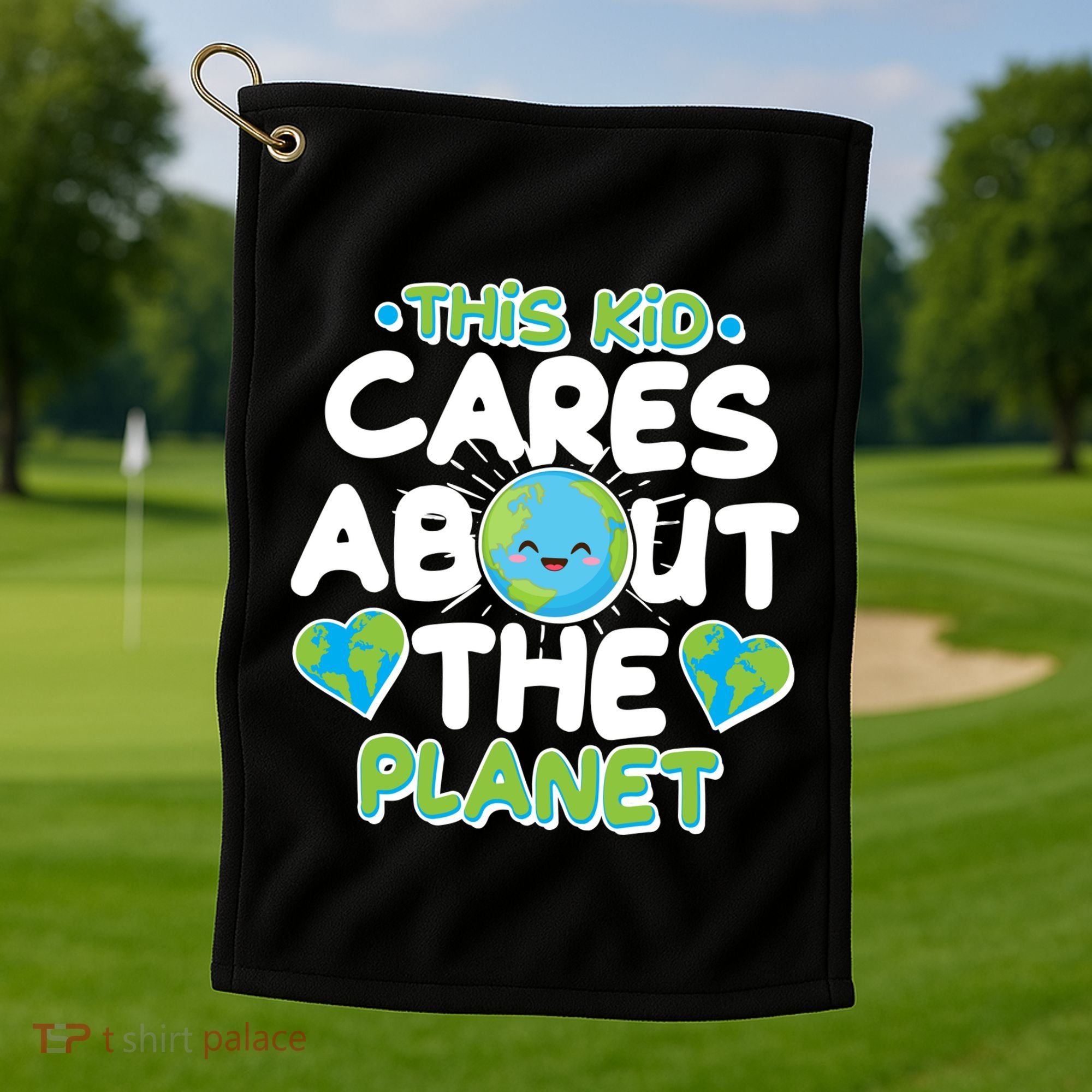 Cute This Kid Cares About The Planet Golf Towel