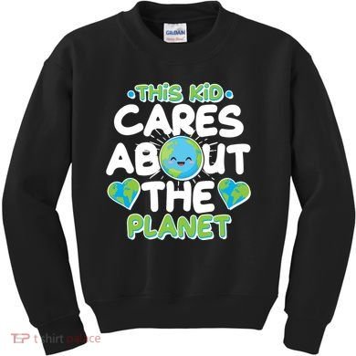 Cute This Kid Cares About The Planet Kids Sweatshirt