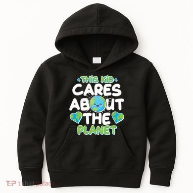 Cute This Kid Cares About The Planet Kids Hoodie