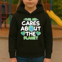 Cute This Kid Cares About The Planet Kids Hoodie thumb 3