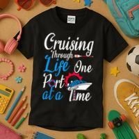 Cruising Through Life One Port At A Time Boating Cruise Trip Kids T-Shirt thumb 3