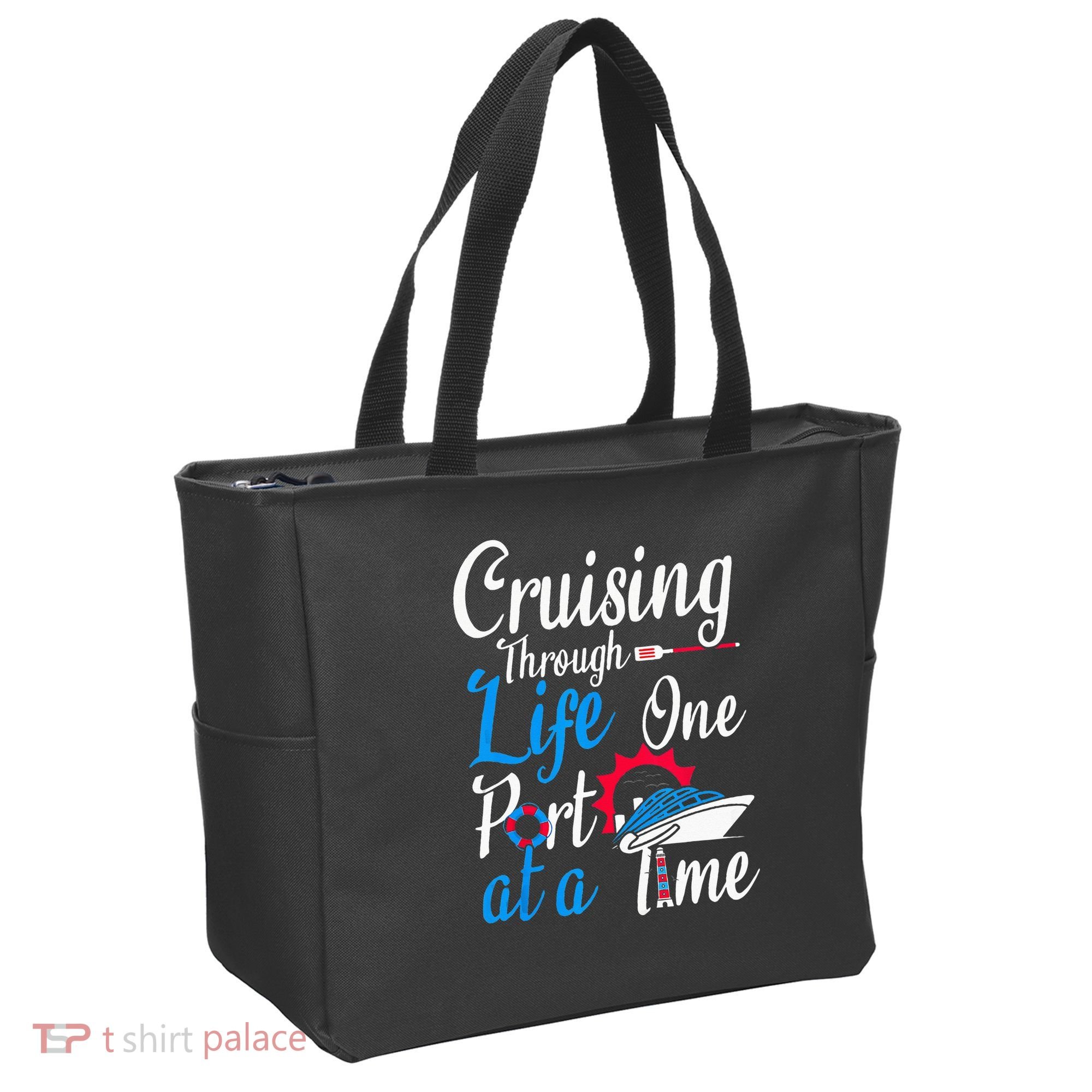 Cruising Through Life One Port At A Time Boating Cruise Trip Tote Bag