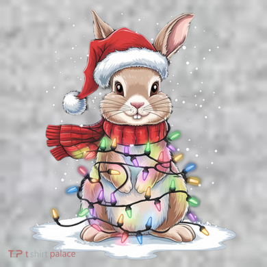 Christmas Tree Lights Rabbit Santa Hat Holiday Xmas Gift The Baniff Cuffed Pom Beanie