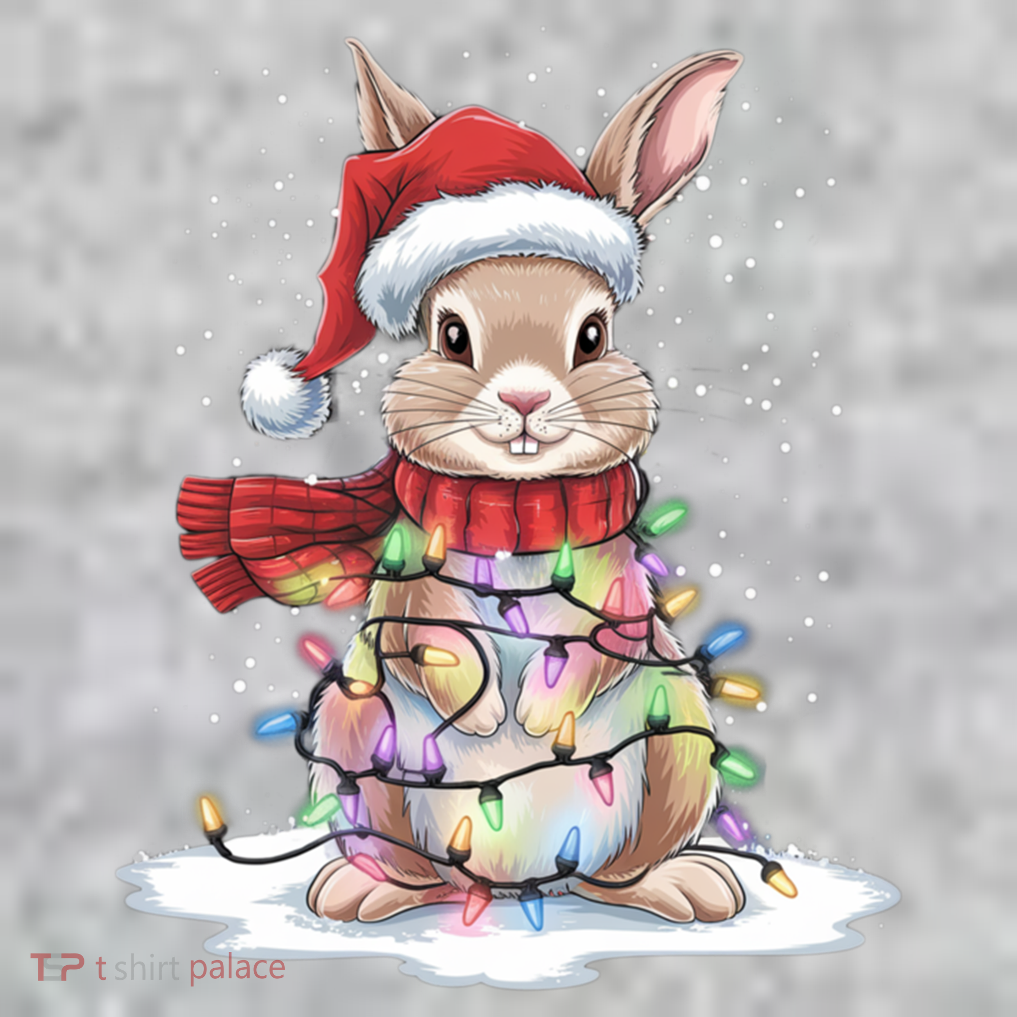 Christmas Tree Lights Rabbit Santa Hat Holiday Xmas Gift The Baniff Cuffed Pom Beanie