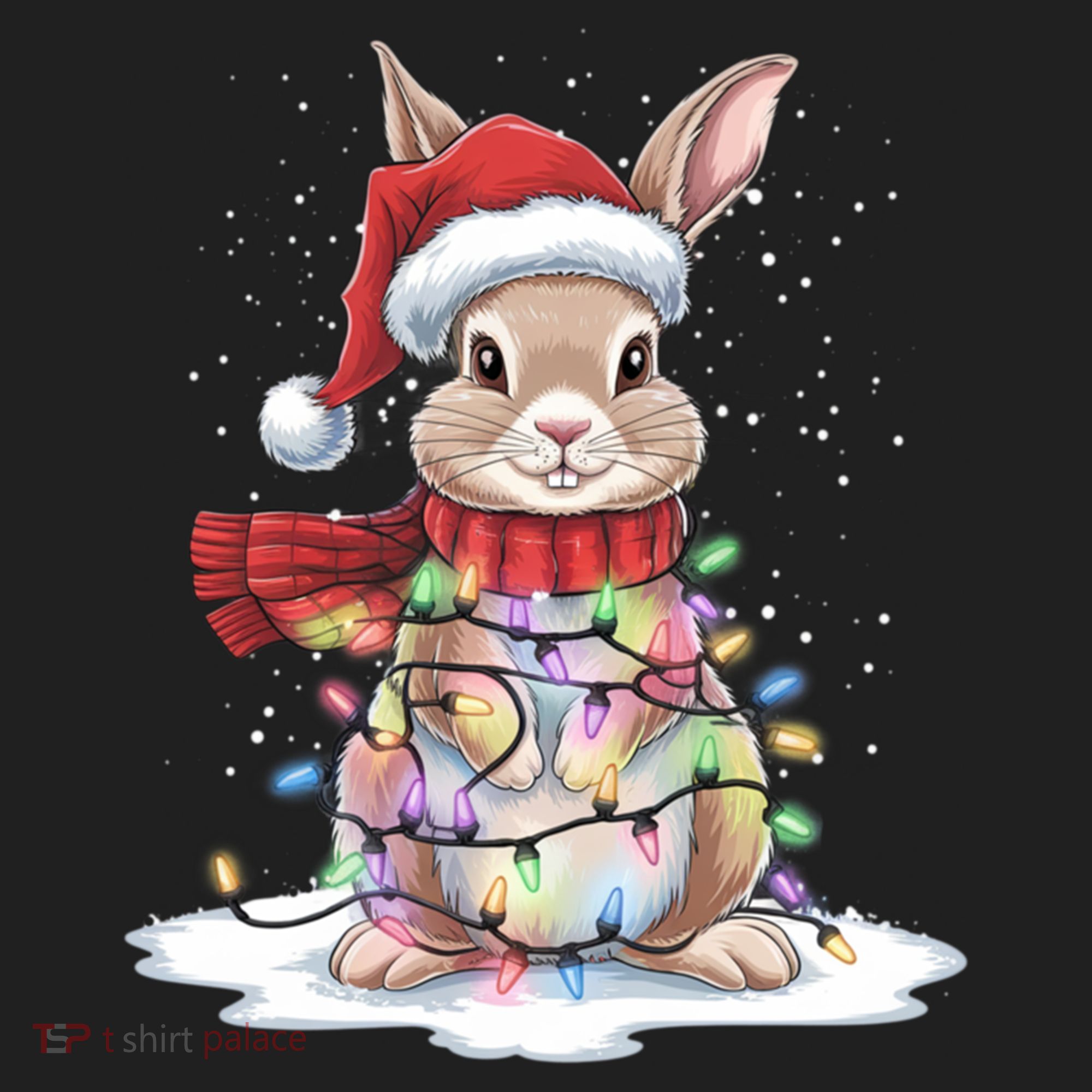Christmas Tree Lights Rabbit Santa Hat Holiday Xmas Gift Women's Sweatshirt