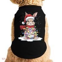 Christmas Tree Lights Rabbit Santa Hat Holiday Xmas Gift Doggie Tank thumb 0
