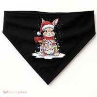 Christmas Tree Lights Rabbit Santa Hat Holiday Xmas Gift USA-Made Doggie Bandana thumb 0