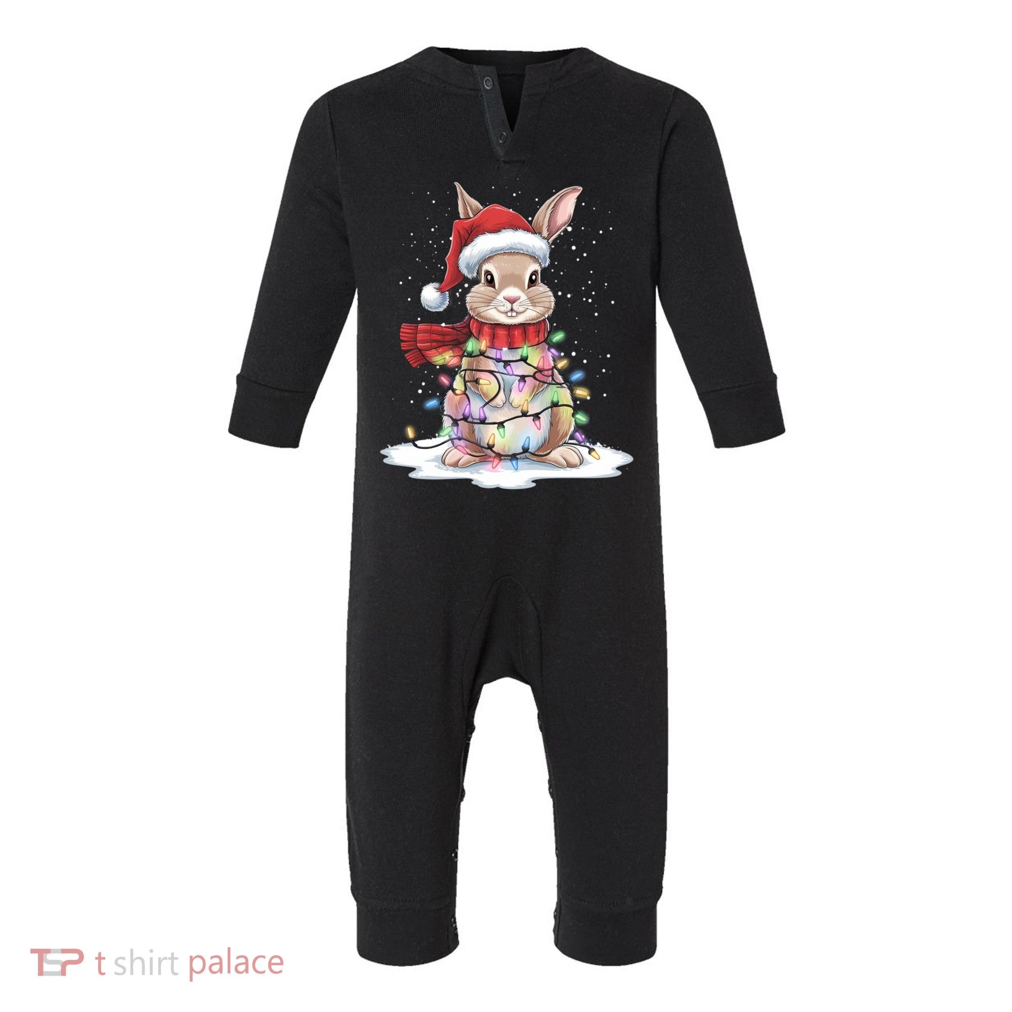 Christmas Tree Lights Rabbit Santa Hat Holiday Xmas Gift Infant Fleece One Piece