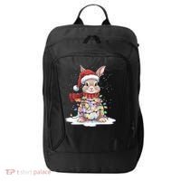 Christmas Tree Lights Rabbit Santa Hat Holiday Xmas Gift City Backpack thumb 0