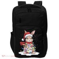 Christmas Tree Lights Rabbit Santa Hat Holiday Xmas Gift Impact Tech Backpack thumb 0