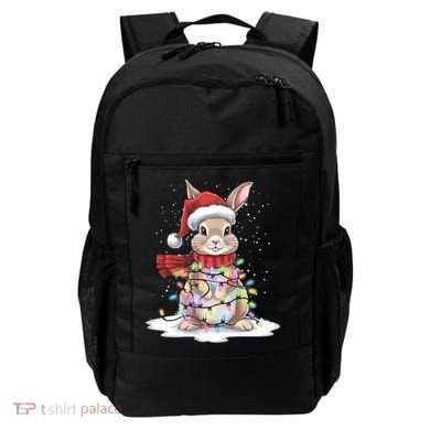 Christmas Tree Lights Rabbit Santa Hat Holiday Xmas Gift Backpack