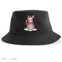 Christmas Tree Lights Rabbit Santa Hat Holiday Xmas Gift Sustainable Bucket Hat thumb 0