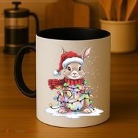 Christmas Tree Lights Rabbit Santa Hat Holiday Xmas Gift Coffee Mug thumb 4