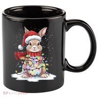 Christmas Tree Lights Rabbit Santa Hat Holiday Xmas Gift 11oz C Handle Ceramic Mug thumb 0