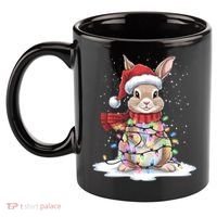 Christmas Tree Lights Rabbit Santa Hat Holiday Xmas Gift 11oz C Handle Ceramic Mug thumb 2