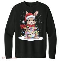 Christmas Tree Lights Rabbit Santa Hat Holiday Xmas Gift V.I.T. Fleece Crew Sweatshirt thumb 0