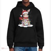 Christmas Tree Lights Rabbit Santa Hat Holiday Xmas Gift District V.I.T. Heavyweight Hoodie thumb 0