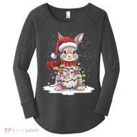 Christmas Tree Lights Rabbit Santa Hat Holiday Xmas Gift Women's Perfect Tri Tunic Long Sleeve Shirt thumb 0