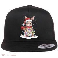 Christmas Tree Lights Rabbit Santa Hat Holiday Xmas Gift Flat Bill Trucker Hat thumb 0