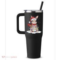 Christmas Tree Lights Rabbit Santa Hat Holiday Xmas Gift 40oz Vacuum Insulated Stainless Steel Travel Tumbler thumb 2