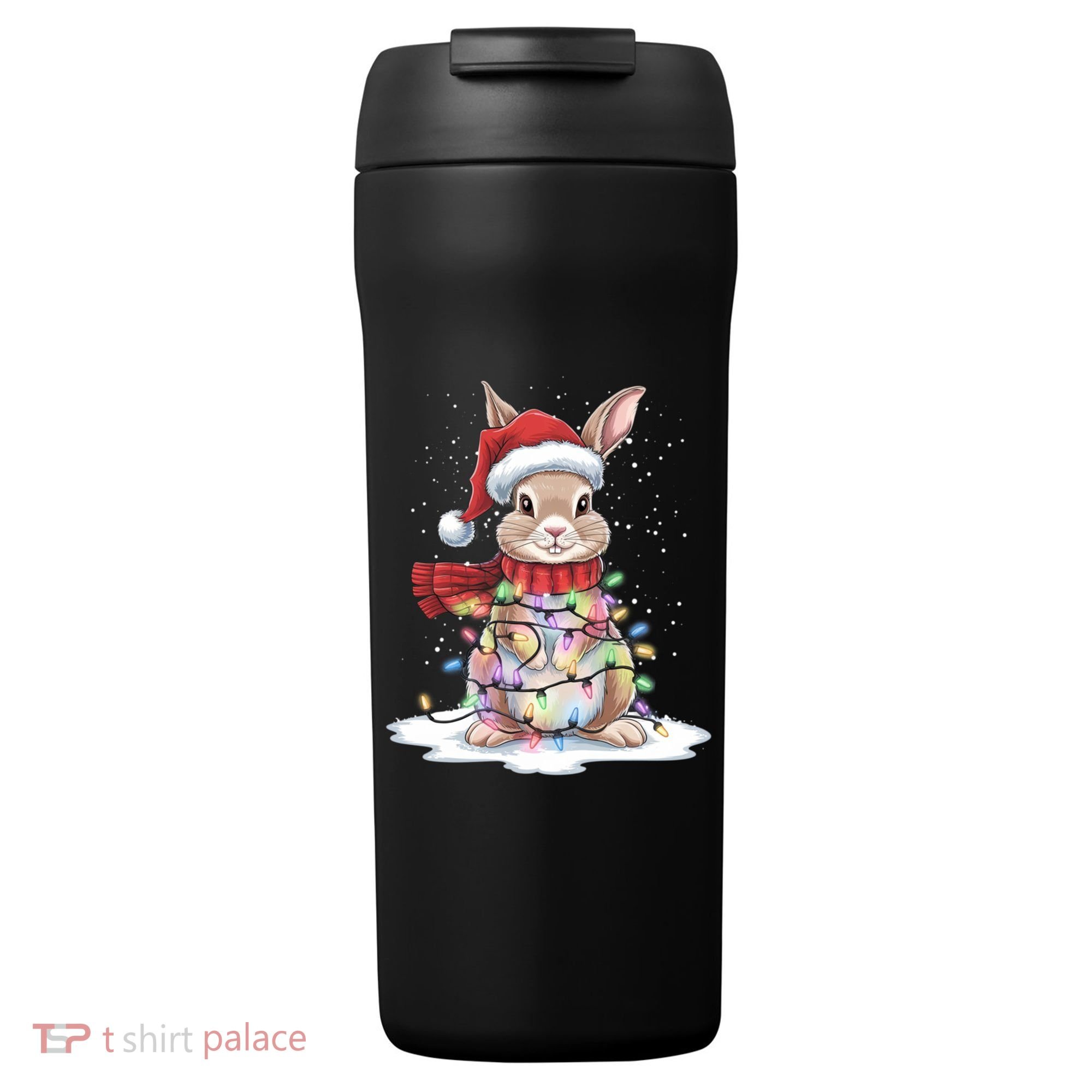 Christmas Tree Lights Rabbit Santa Hat Holiday Xmas Gift 24oz Duet Stainless Steel Tumbler