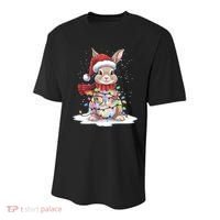 Christmas Tree Lights Rabbit Santa Hat Holiday Xmas Gift Youth Performance Sprint T-Shirt thumb 0