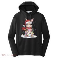 Christmas Tree Lights Rabbit Santa Hat Holiday Xmas Gift Performance Fleece Hoodie thumb 0