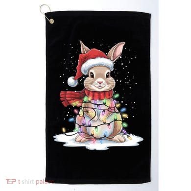 Christmas Tree Lights Rabbit Santa Hat Holiday Xmas Gift Golf Towel
