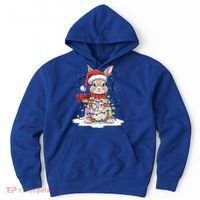 Christmas Tree Lights Rabbit Santa Hat Holiday Xmas Gift Hoodie thumb 0