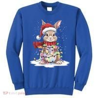 Christmas Tree Lights Rabbit Santa Hat Holiday Xmas Gift Sweatshirt thumb 0