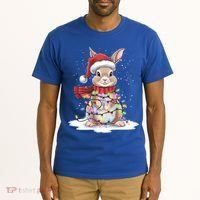 Christmas Tree Lights Rabbit Santa Hat Holiday Xmas Gift Tall T-Shirt thumb 2