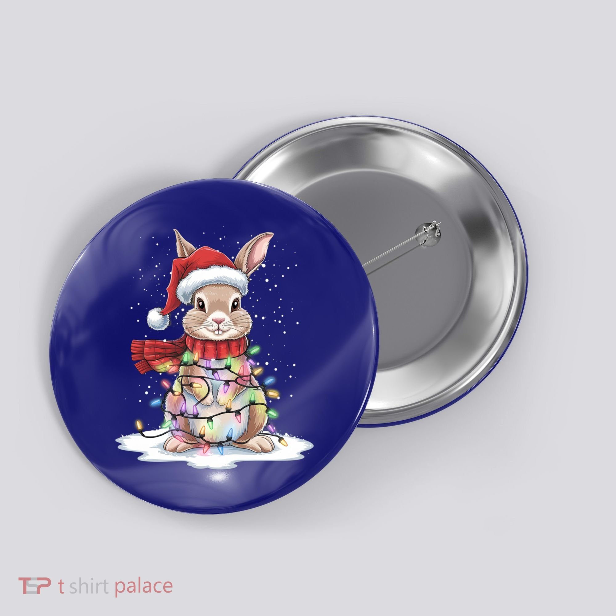 Christmas Tree Lights Rabbit Santa Hat Holiday Xmas Gift Button