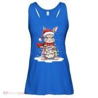 Christmas Tree Lights Rabbit Santa Hat Holiday Xmas Gift Ladies Essential Flowy Tank thumb 0