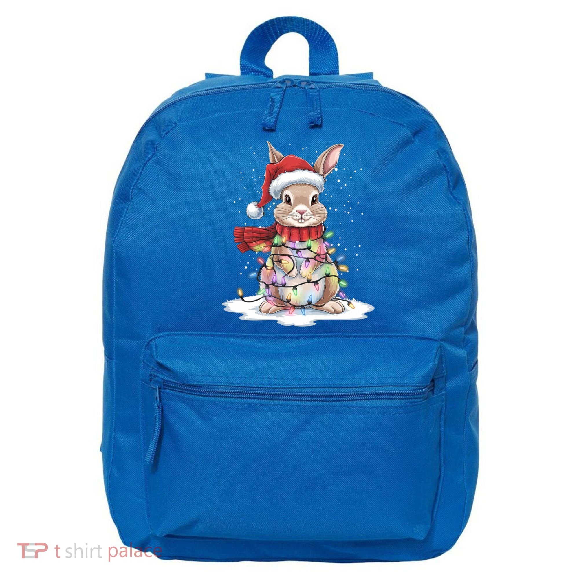 Christmas Tree Lights Rabbit Santa Hat Holiday Xmas Gift 16 in Basic Backpack