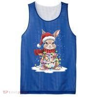 Christmas Tree Lights Rabbit Santa Hat Holiday Xmas Gift Mesh Reversible Basketball Jersey Tank thumb 0