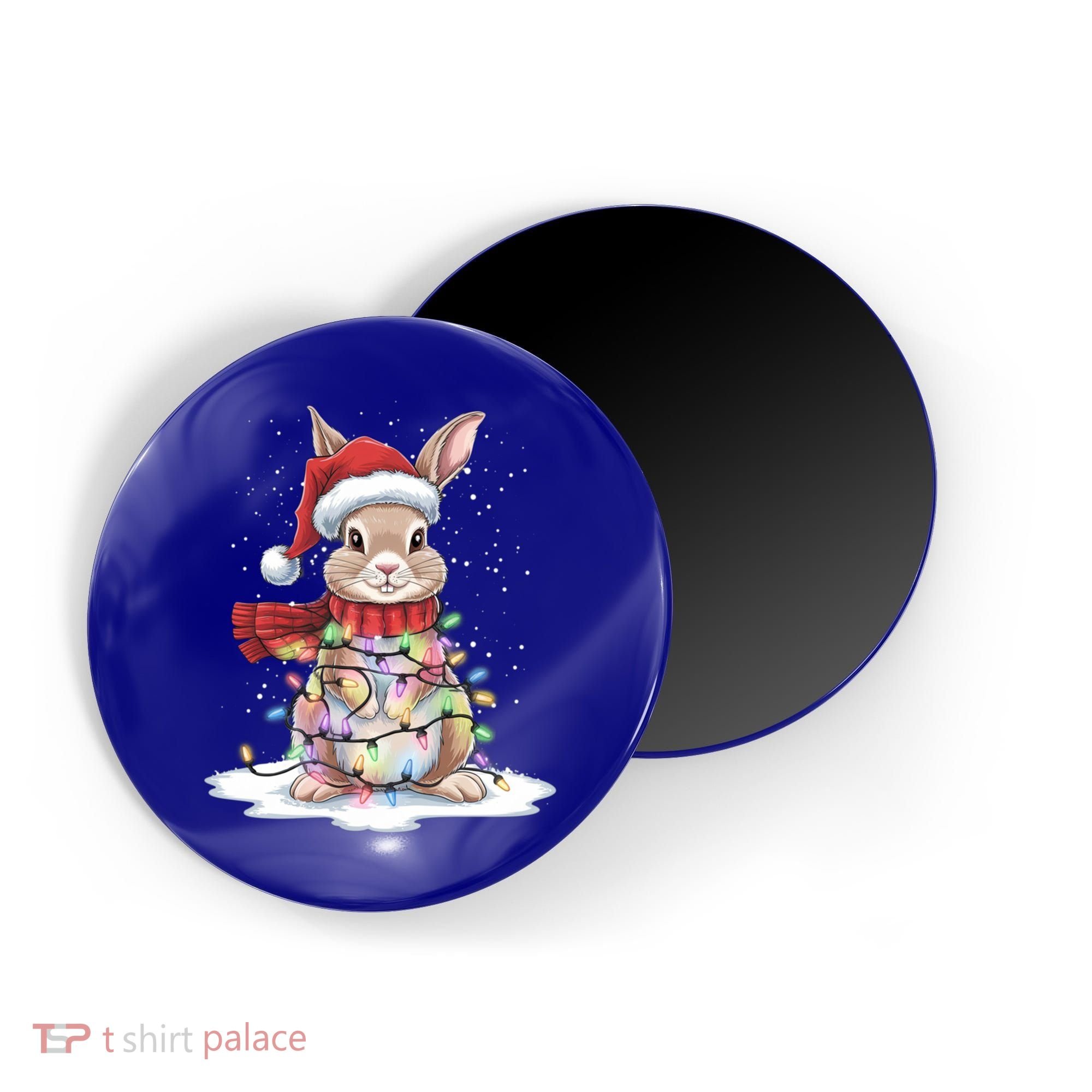 Christmas Tree Lights Rabbit Santa Hat Holiday Xmas Gift Magnet