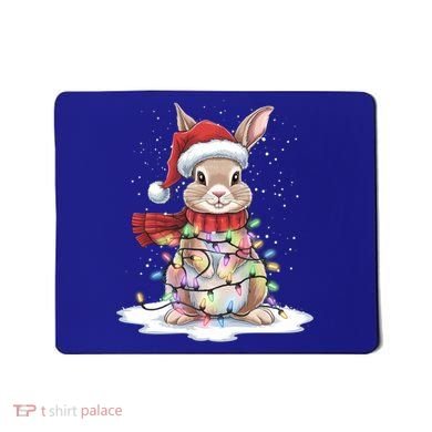 Christmas Tree Lights Rabbit Santa Hat Holiday Xmas Gift Mousepad