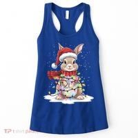 Christmas Tree Lights Rabbit Santa Hat Holiday Xmas Gift Women's Tank Top thumb 0