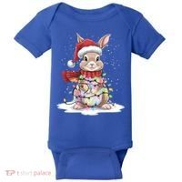 Christmas Tree Lights Rabbit Santa Hat Holiday Xmas Gift Baby Bodysuit thumb 0