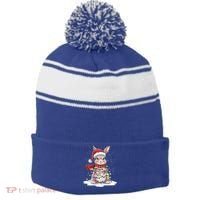 Christmas Tree Lights Rabbit Santa Hat Holiday Xmas Gift Stripe Pom Pom Beanie thumb 0