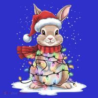 Christmas Tree Lights Rabbit Santa Hat Holiday Xmas Gift Tie-Dye T-Shirt thumb 2