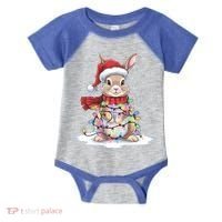 Christmas Tree Lights Rabbit Santa Hat Holiday Xmas Gift Infant Baby Jersey Bodysuit thumb 0