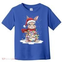 Christmas Tree Lights Rabbit Santa Hat Holiday Xmas Gift Toddler T-Shirt thumb 0