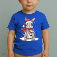 Christmas Tree Lights Rabbit Santa Hat Holiday Xmas Gift Toddler T-Shirt thumb 2