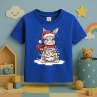 Christmas Tree Lights Rabbit Santa Hat Holiday Xmas Gift Toddler T-Shirt thumb 3