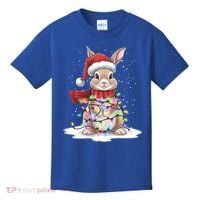 Christmas Tree Lights Rabbit Santa Hat Holiday Xmas Gift Kids T-Shirt thumb 0