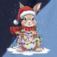 Christmas Tree Lights Rabbit Santa Hat Holiday Xmas Gift Raglan Baseball Sleeve Shirt thumb 2